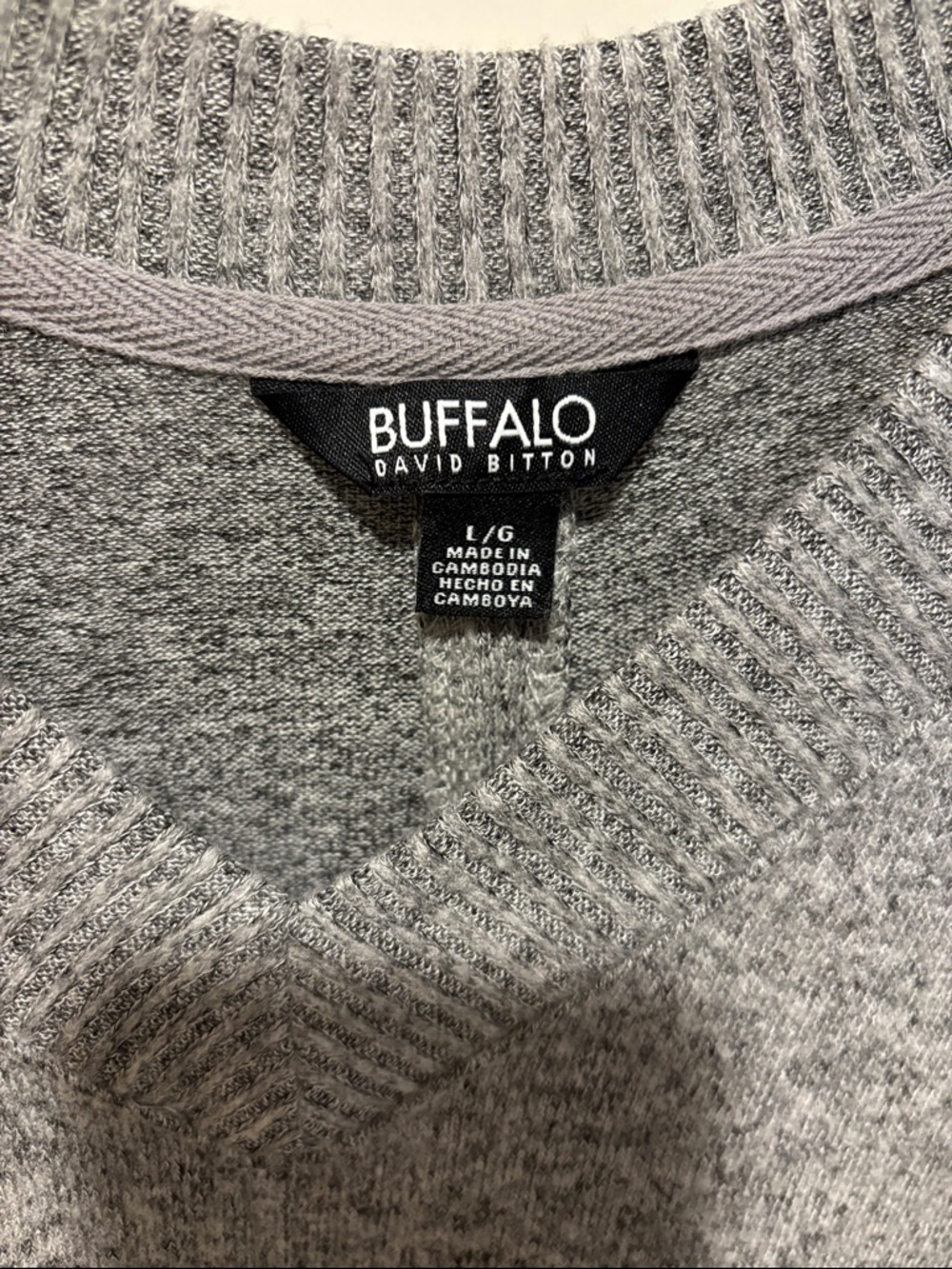 Buffalo David Bitton Heather Gray V-Neck Sweater - Picture 2 of 3